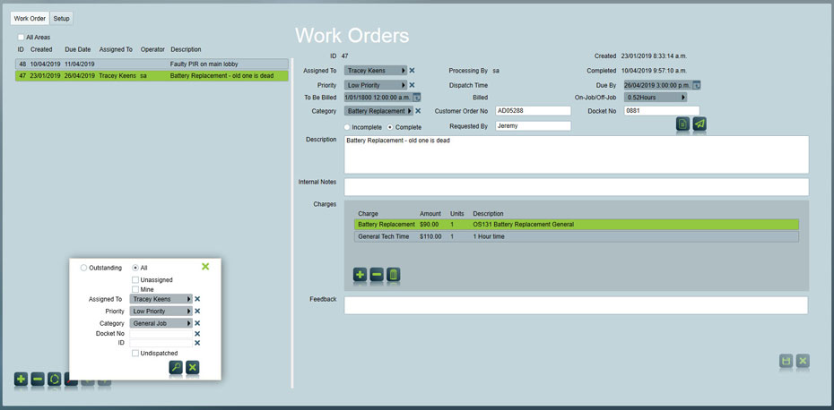 Work Order and Job Servicing