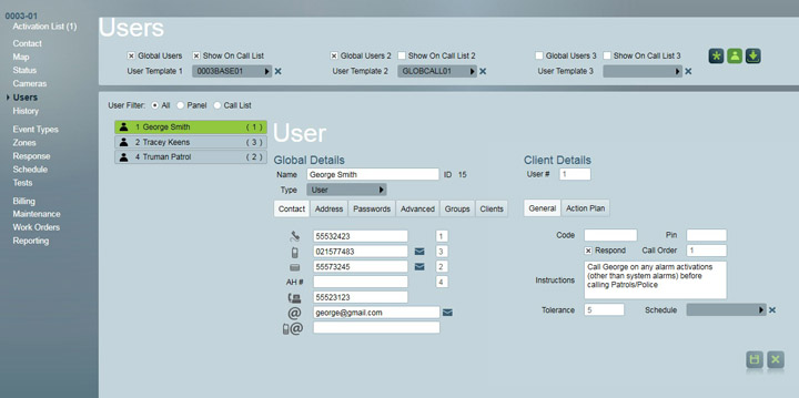 Users Tab