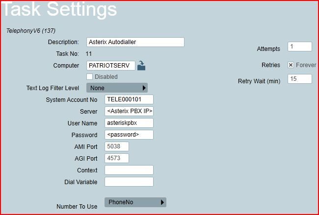 Asterisk Autodialler Telephony task setup
