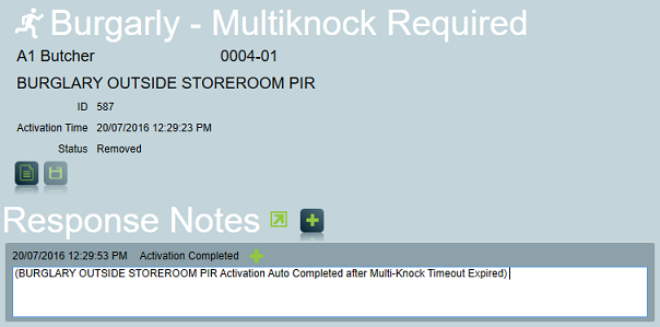 Multi-knock activation auto completed after timeout