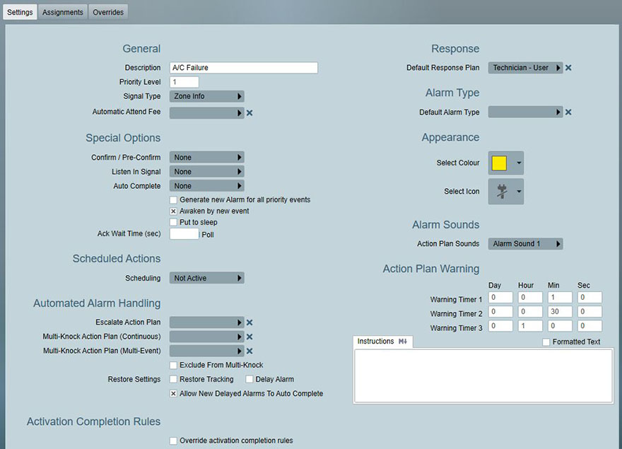 Action Plan Settings