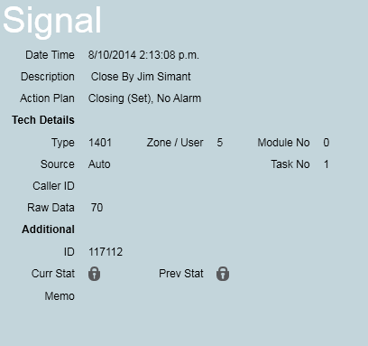 Signal History Details