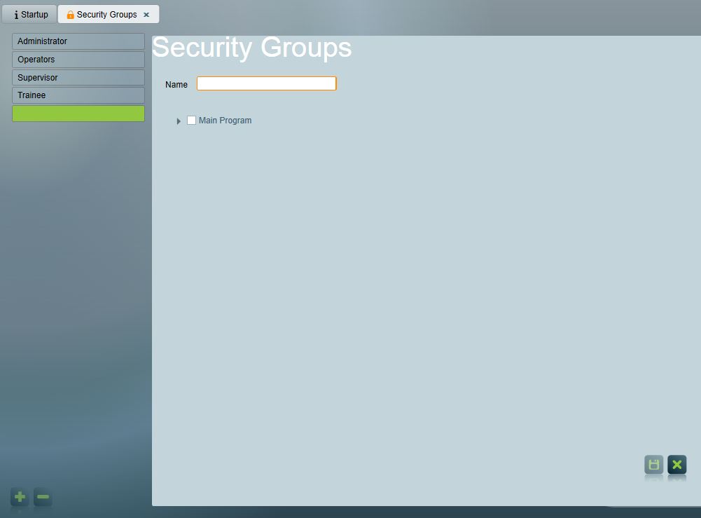 Blank new Operator Security group.