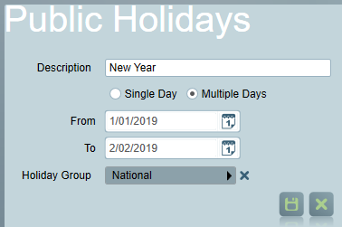 Multi-Day public holiday