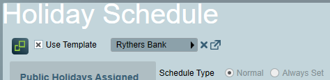 Template linked public holidays and schedule