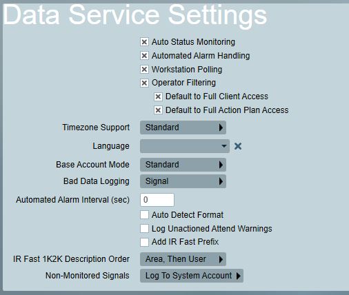 Data Service Settings