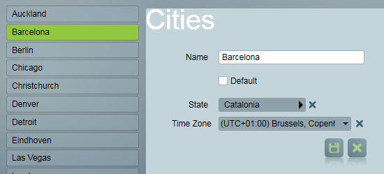 City Timezone Settings (Standard)