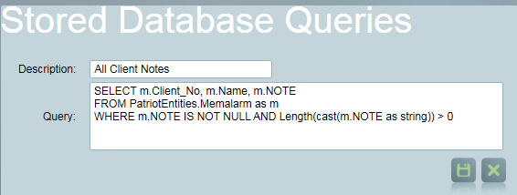 Stored query example
